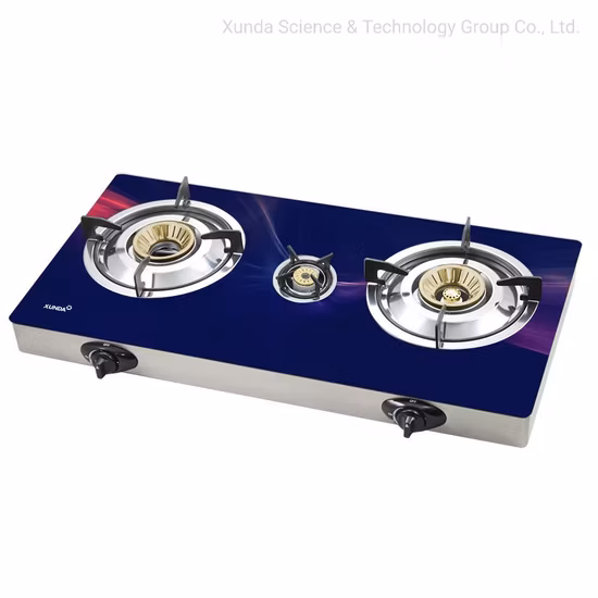 Xunda Table Top Gas Stove Customized 3D Glass Panel High Efficiency Whirlwind Tornado Flame Gas Burners