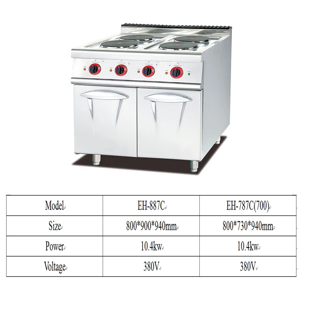 Electric Range Cooker 4 Square Burners Hotplate with Electric Oven Eh-887A