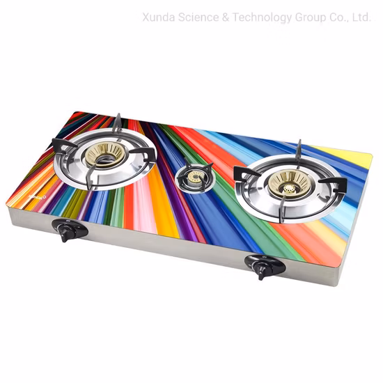 Xunda Table Top Gas Stove Customized 3D Glass Panel High Efficiency Whirlwind Tornado Flame Gas Burners