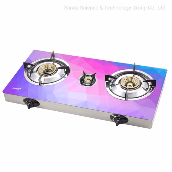 Xunda Table Top Gas Stove Customized 3D Glass Panel High Efficiency Whirlwind Tornado Flame Gas Burners