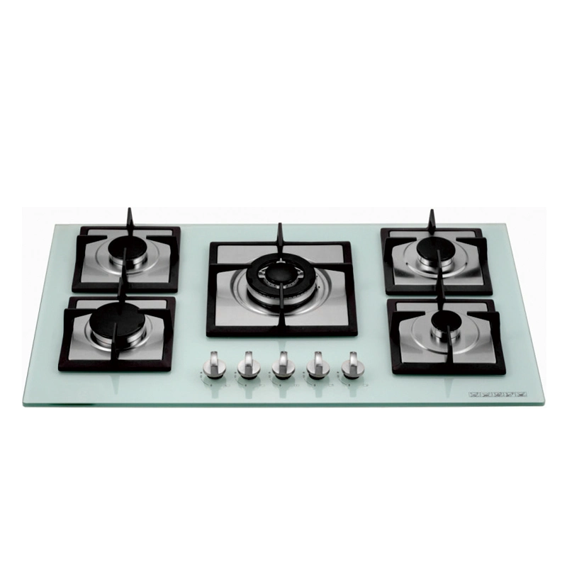 High Quality Cast Iron Gas Hob Tempered Glass Gas Stove 5 Burners